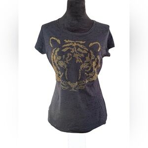 Y2k Studio Y tigger embellished tshirt slightly sheer size medium made in USA